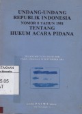 Undang-Undang Republik Indonesia No. 8 Tahun 1981 Tentang Hukum Acara Pidana